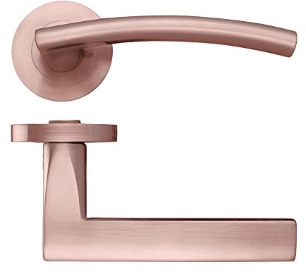 Amalfi Internal Door Handle Set | Screw on Rose Door Lever | with Fixing Included | Premium Rose Gold Pink Gold Finish