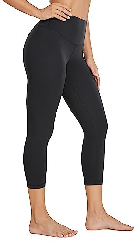 CRZ YOGA Butterluxe Damen High Waist 3/4 Leggings Capri Blickdicht Sport Yoga Fitness Sommer Sporthose - 53cm Schwarz 40