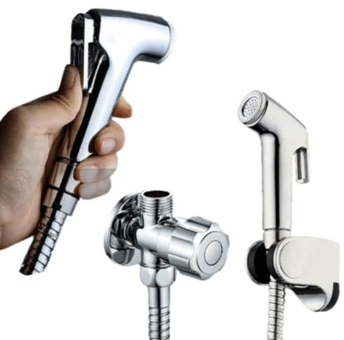 Doccia Testa, Bagno Bagno In Acciaio Inox Bidet Toilet Sprayer Set-Handheld Handheld Doccia Auto Pulito Filtro Risparmio Inox Testa Doccia, argento