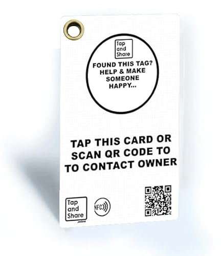 Tap and Share™ Smart Gepäckanhänger | NFC & QR-Code Gepäckanhänger mit intelligenter passiver Tracking Do I Look Lost | 2 Stück | B&W