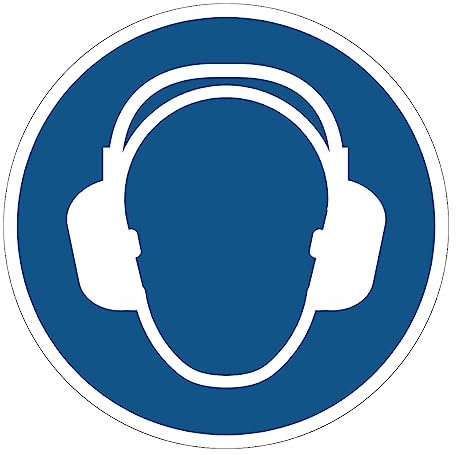 Verpflichtungsaufkleber NF ISO7010 – Wasserfester und UV-beständiger Laminierter Runder Beschilderungsaufkleber – Obligatorischer Gehörschutz - Durchmesser 30 cm