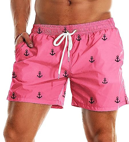 YnimioAOX Short de bain pour homme à séchage rapide avec doublure en maille, C14-Ancre rose, 30