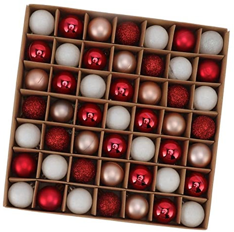 49 Stück Kleine Christbaumkugeln, Bruchsichere Weihnachtskugeln, Mini-Weihnachtskugeln, Baumschmuck, Bunte Kugeln für Weihnachtsbaum, Hochzeit, Party, Urlaub(Rot Weiß Rosa)