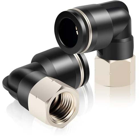 TAILONZ PNEUMATIQUE Coude femelle 4mm OD tube x 1/8 pouce filetage BSP Raccords Push to Connect PLF4-01(Pack de 10)