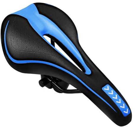 Bike Sattel Gel Universal MTB Fahrradsattel Hohl Ergonomisch Bequem Weich Memory Schaum Radsattel Cityradsättel Mountainbikesättel BMX/Mountainbike/Dirt Bike/Citybikes/für Herren Damen Kinder(Blau)