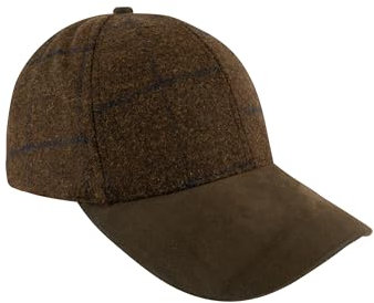 JACK PYKE Baseballmütze aus Tweed, Wollmischung, verstellbare Baseballkappe im Landhausstil für Herren mit Schirm aus Wildlederimitat, vollständig gefüttertes Design, Messingversteller, perfekt für