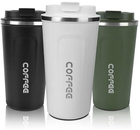 Termo Café, Vaso Térmico, Taza Termica Viaje, Acero Inoxidable, Sin Bpa, Thermos, Tapa Hermética, Taza Coche Bebida, A Prueba de Fugas para Té, Agua, Café