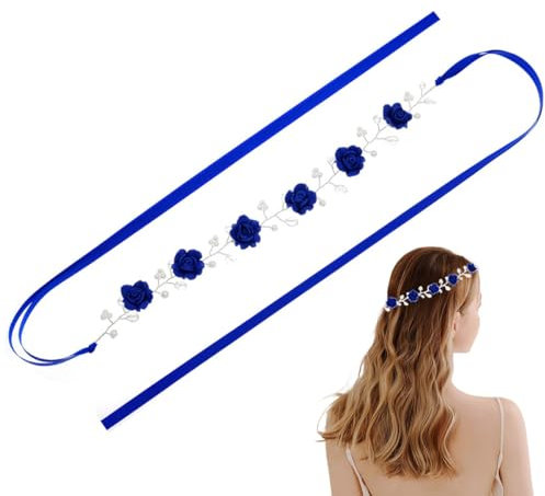 FAIRYGATE Serre Tete Femme Chic Bandeau Bleu Mariée Cheveux Vigne Scintillait Cristal Mariage Tête Feuille Casque pour Demoiselle D'Honneur et Fleur Les X04812