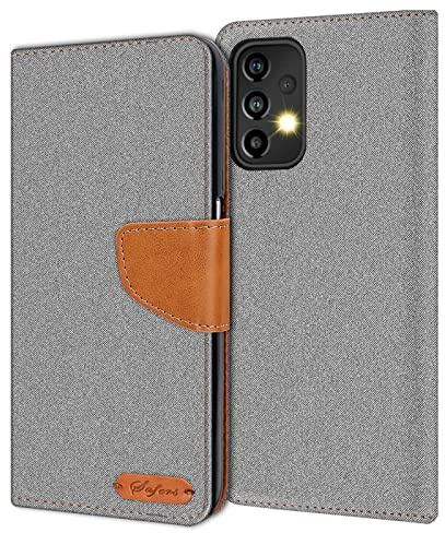 CoolGadget Klapphülle für Samsung Galaxy A53 5G mit Kartenfach Grau | Handytasche im Stoff Design, Standfunktion, Magnetverschluss, Wallet Case mit Fach für Karten und Geld