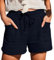 MJIQING Shorts Damen Sommer Leinen Musselin Kurze Hose Beach Shorts Mit Taschen Mode Lässige Stoffhose Freizeit Shorts Elastische Taille Stretch Gerades Bein Sport Shorts mit Kordelzug Leinenhose