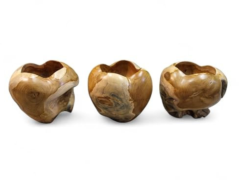 Kinaree Teak Wurzelholz Dekoschale - Blumentopf aus Teak Massivholz - Übertopf für Orchideen oder als Schale für Schlüssel etc.