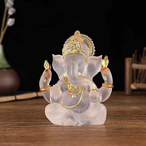 NNYCC Ganesha Figur 14cm Harz Kristall Deko Hindu Elefant Gott Lord Buddha Ganesha Geschenk Dekoration,Clear