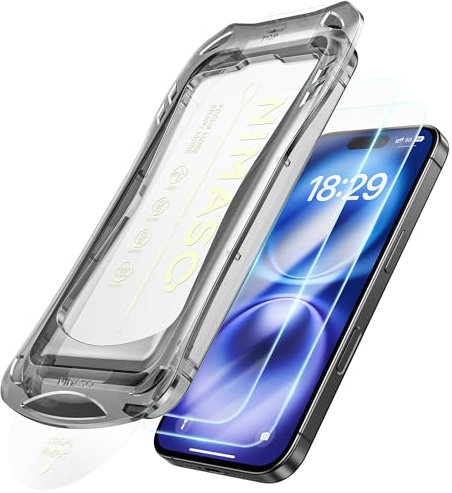 NIMASO for iPhone 16/15 Screen Protector 6.1-Inch, Dust-free Instant Installation, 9H Hardness HD Clear Tempered Glass Film, Military Grade Shatterproof, Anti-Scratch, 2 Pack
