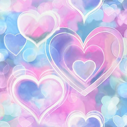 Neon Hearts Pink Blue Wallpaper - Modern Contemporary - Trendy Stylish Kid's/Children's Bedroom Feature Wall