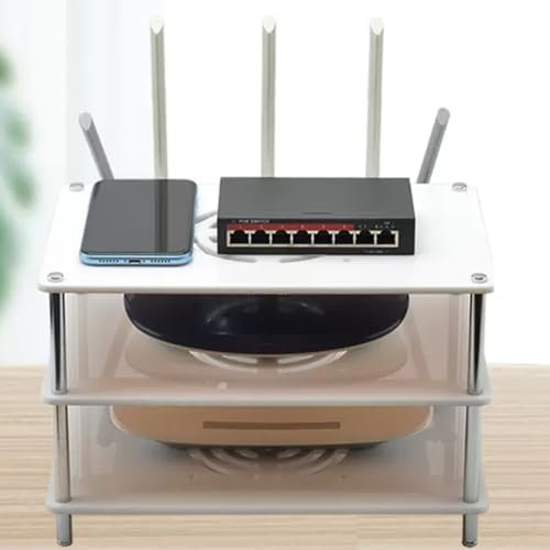 ZIUSFAC Mini Audio Rack Supports De Composants Vidéo en Acrylique Supports Audio pour Appareils HiFi Noir Media Stand À 1-5 Etagères, pour Home Cinéma Bureau(White,3-Tier)