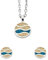 DUR Schmuck-Set Strandwellen Steinsand blau, Ohrstecker, Anhänger, Kette, 925er Silber & Strandsand, K2516, O5138