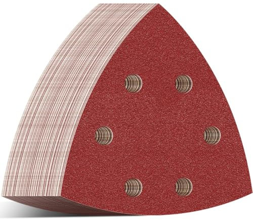 Aucenix 93mm Triangle Sanding Pads: 6 Holes 60PCS Detail Sander Pads Hook Loop - Sandpaper Sanding Sheets Assorted Coarse Fine 40/60/80/120/150/180/240/320/400/600 Grits for Wood Metal Wall (60Pcs)