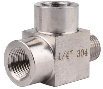 Conexión en T de 1/4, acoplamiento de conexión de té de 3 vías de acero inoxidable para agua potable sanitaria (IG x IG x AG)