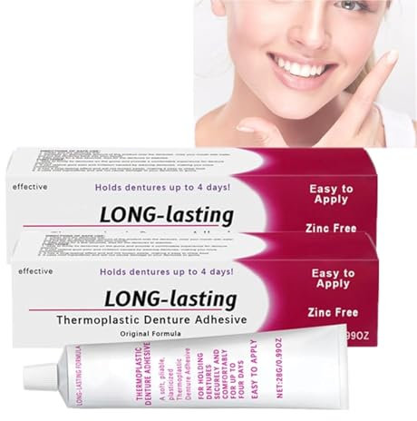 Jeremytis Adhesivo termoplástico para dentaduras postizas, Actúa como un reliner blando. (2pcs)