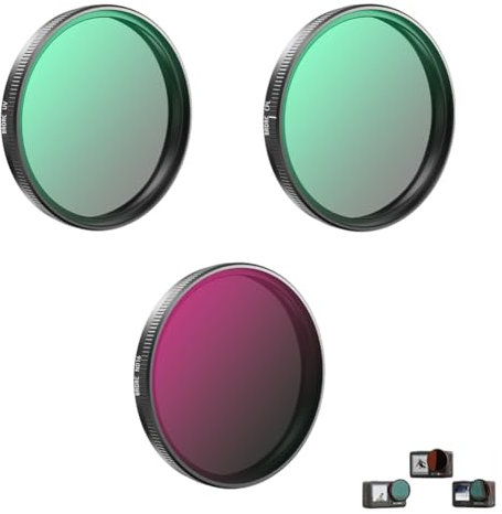 Lokyoyo Objektivfilter-Set für DJI Osmo Action 5 Pro/4/3 Kamerazubehör, optisches Glasobjektiv-Kameraobjektivfilter für DJI Osmo Action 4, UV/CPL/ND-Serie Filter (3-in-1-Mix-Set: UV+CPL+ND16)