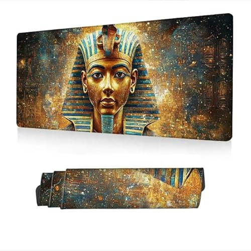 Gaming Mauspad XXL 800x300x3mm, Mauspad Pharao Mousepad, rutschfeste Schreibtischunterlage Mann Mauspad Gaming, Wasserdicht Oberfläche, Verbessert Präzision und Geschwindigkeit, Gaming Zubehör S1-224