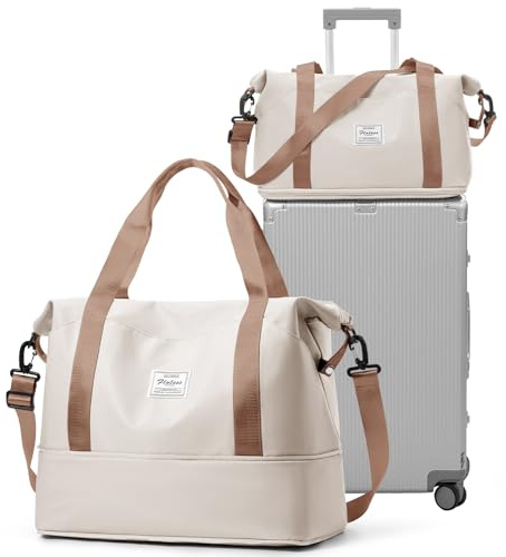 for Ryanair Airlines Underseat Cabin Bag 40x30x20 Weekend Overnight Carry on Holdall for Women Travel Duffel Sport Gym Tote Mum Hospital Bags with Wet Pocket,A11-Beige Brown