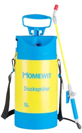 5L Drucksprüher, Gartenspritze 5L Füllinhalt, Verstellbare Düse, Säurebeständig, Sprüher ffür Gartenbewässerung, Pflanzensprühen, Fensterreinigung