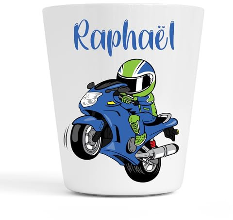 Gobelet en Plastique pour Enfants | Gobelet Personnalisé avec Nom |Verre Plastique Incassable Personnalisé (Moto Raphaël)