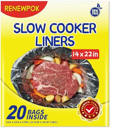Slow Cooker Liners,6-10 Quart Cooking Bags Extra Large Size 14x 22, Disposable Slow Cooker Bags Oval For Crock Pot (20, Extra Large(6-10 Quart))