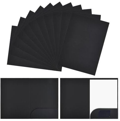 20 Stück Ordner mit Taschen A4,350gsm Präsentationsmappe Aktendeckel A4 Pappe mit Kartensteckplatz,Urkundenmappe Papier,Kraft Dokumentenmappe,Pappordner Kraftpapier Mappe für Büro Schule (Schwarz)