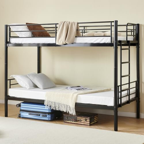 Tcewhhy Etagenbett aus Eisen, Etagenbett, Etagenbett aus Eisen, für Kinder und Jugendliche, robuste Struktur in 90 x 190 cm, Schwarz