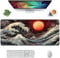 Gaming Mouse Pad Japanese Wave Moon Extended Large Desk Pad 23.6x11.8 inch XXL Large Mouse Mat, with Non-Slip Rubber Base,gaming mouse pad Improves Speed for PC, Laptop, Office