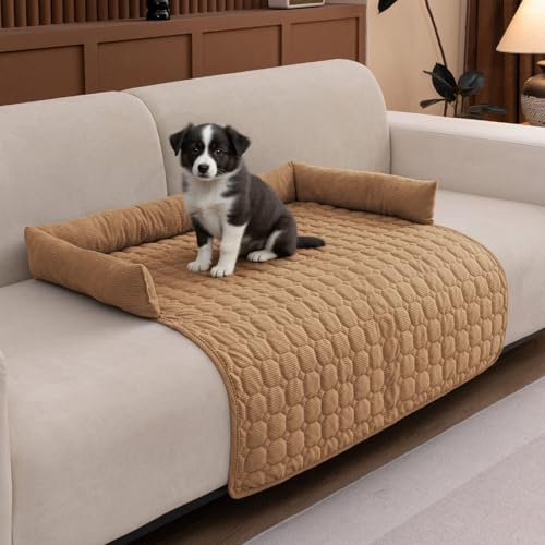 MIFXIN Kordsamt Haustier Sofa Kissen - Haustier Sofabezug für Sofa, Hundesofa-Matratze, Waschbarer Plüsch-Sofabezug für Hunde und Katzen, Flauschiges Hundesofabett mit rutschfester Unterseite
