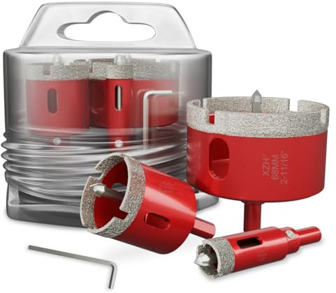 XZH 3PCS Diamond Hole Saw set with Pilot Drill Bit Includes 16mm, 35mm & 68mm. Ideal for Precise Drilling in Porcelain, Ceramic, Granite, Stone, and Glass Bottles