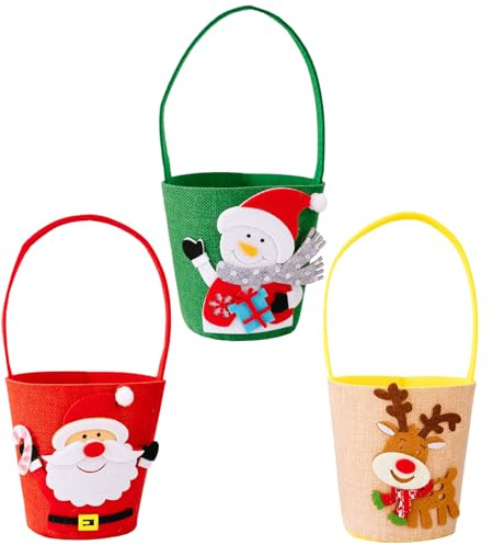 Weihnachtssüßigkeitstüten | 3 Stück festliche Geschenke | Weihnachts-Geschenktüten für Kinder | Schokolade Kekse Snacks Süßigkeiten für Winterpartys