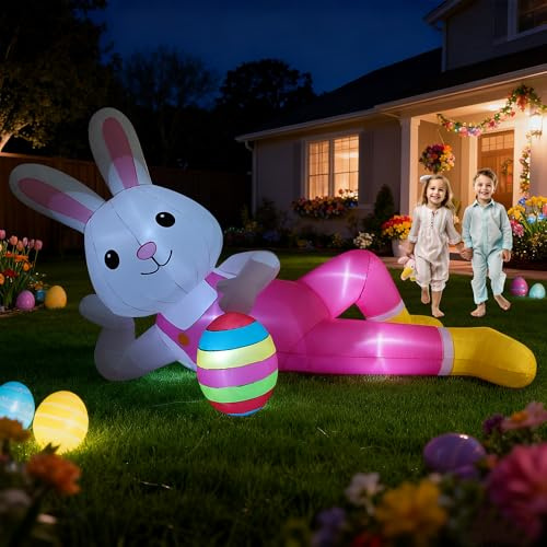 Riesiger Osterhase, aufblasbar, liegender Hase, Outdoor-Dekoration, aufblasbar, Dekoration für Hof, Rasen, Garten, Urlaubsparty, 3,6 m