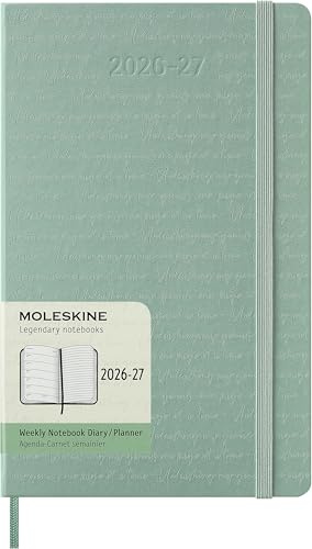Moleskine 18 Monate Wochen Notizkalender 2026/2027, L/A5, 1 Wo = 1 Seite, rechts linierte Seite, fester Einband, Salbeigrün