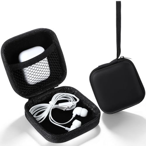 2 Stück Kopfhörer Tasche Case, Ohrhörer Etui Abdeckung Kompatibel, Earphone Cover Hardcase Schutztasche, Headphone Case, Schwarz