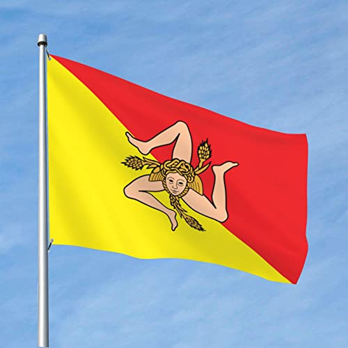 Drapeau de Sicile résistant, 120 x 180 cm, en polyester robuste, pour décoration extérieure (jardin, maison), couleurs vives.