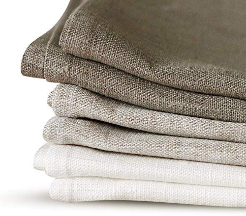 Varvara Home 6 Geschirrtücher aus Leinen | Geschirrhandtücher Leinen | Küchentücher Küchenhandtücher 100% Leinen | Leinentuch Küche (6-er Pack Weiss & Natur)
