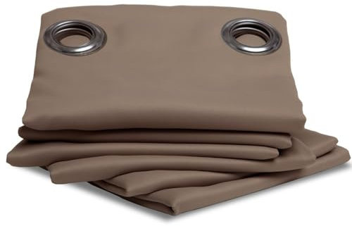 Moondream ThermActiv® Rideau Thermique Hiver+Été 2en1 | Isolant Anti-Chaleur et Anti-Froid | Occultant | Technologie Brevetée | Fabrication UE | Oeillets | Beige MC8220 | 140L x 300H cm