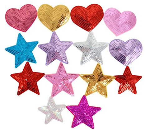 LAHAUTE 14er Applikation Stickerei Aufnäher Set Sternen Flicken zum Aufnähen Patches Hand DIY Zubehör für Kleidung Tasche