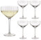 Champagne Glass Set of 4 Art Deco Bevelled Prosecco Champagne Saucer Glasses Glassware Gift Alfresco Dining Glassware - 380ml (BH83)