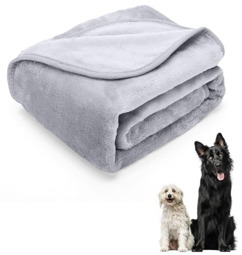 Nobleza Hundedecke Waschbare Weiche Hunde Fleecedecke Deck für Haustier Weiche Warme Decke, Grau 160x100cm