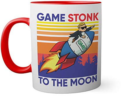 GameStop To the Moon Game Vintage Tasse innen und am Henkel rot außen weiß Mug 330ml