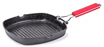 Moneta Bistecchiera 24 x 24 cm Pro Grill con Manico Pieghevole anche per Induzione antiaderente