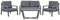 Gartenset modern Sofa 2 Sessel Tisch Aluminium schwarz Auflagen dunkelgrau Delia