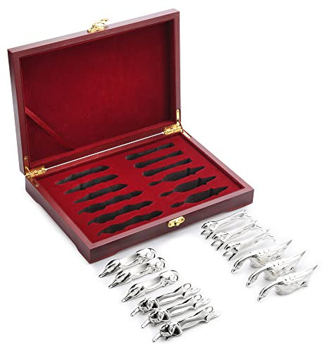 Ensemble de repose-couteaux en argent Ensemble de repose-couverts Animaux d'Angleterre avec coffret cadeau en bois foncé (lot de 12 repose-couverts) par BMTyne UK