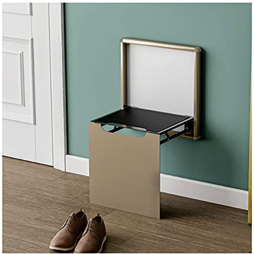 EEUK Klappsitz Wand, Wandklappstuhl Flur Klapphocker Schuhhocker Geeignet für Den Eingang Badezimmer Wohnzimmer Zimmer Büro Schuhhocker zum Platzsparen und Laden von 300 Kg(Color:Gold)
