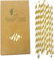 Gold und Weiße Papier Strohhalme, 100 Stück Golden Gestreifte Strohhalme Trinkhalme Einweg für Geburtstag, Party, Hochzeit, Feier, DIY, Plastikfrei & Biologisch Abbaubare